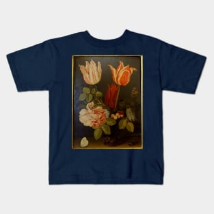 Flowers and Butterflies by Willem Van Aelst c.1670 Kids T-Shirt